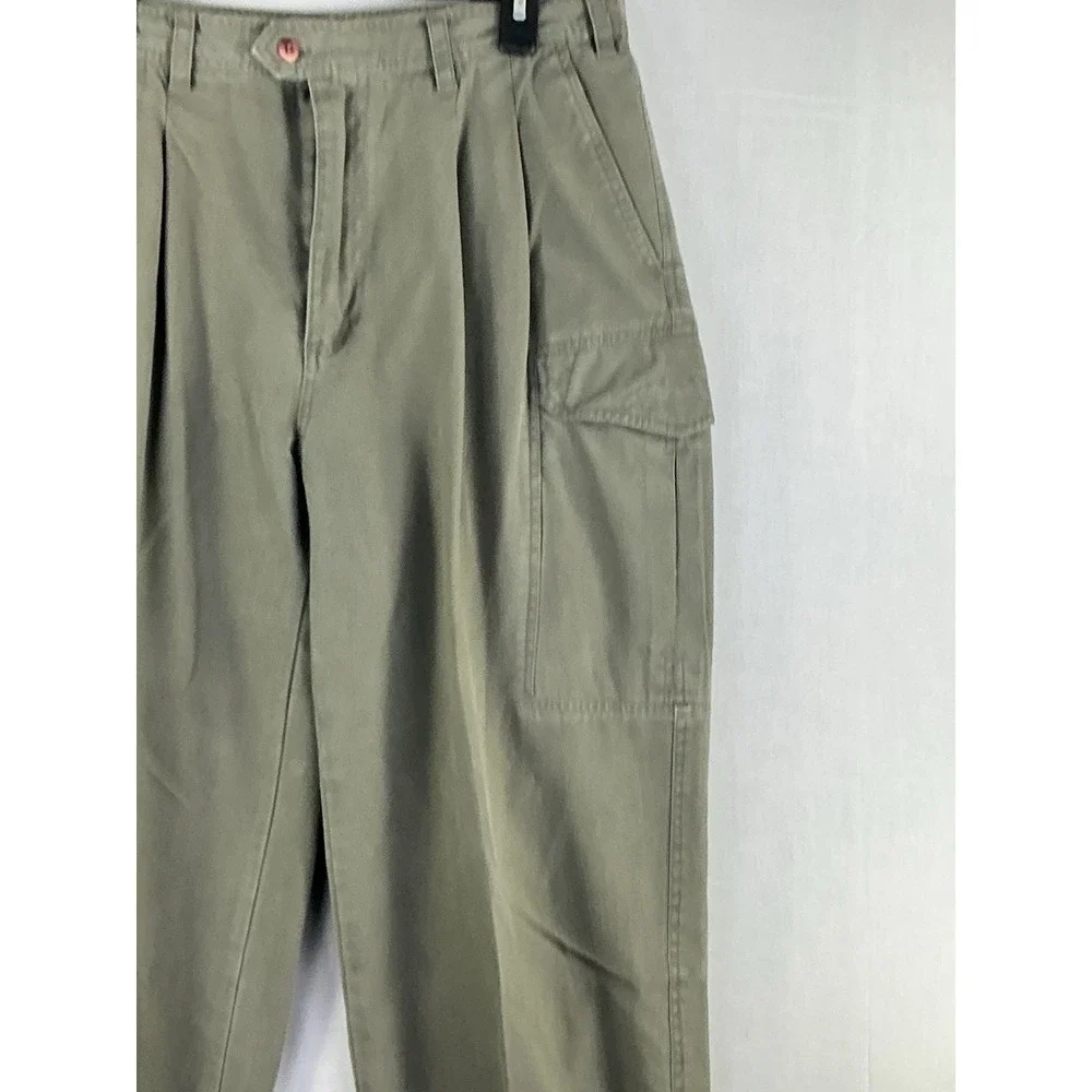 Falls Creek Cargo Pants Men's 36x30 Olive Green Relaxed Fit Cotton Utility